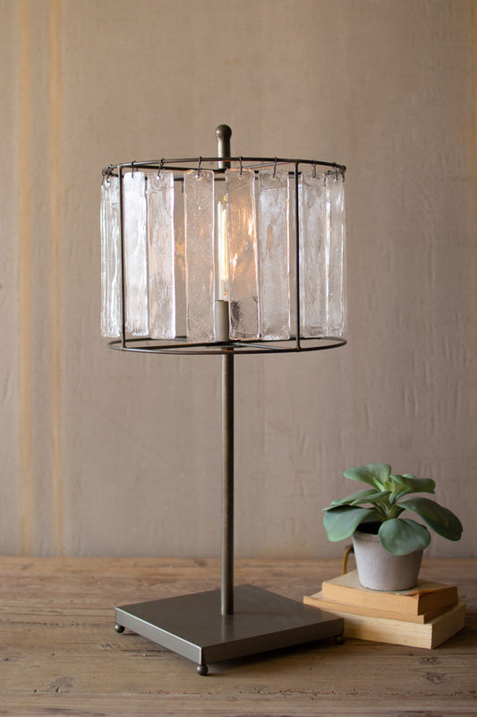 Glass Chimes And Raw Metal Table Lamp by Kalalou