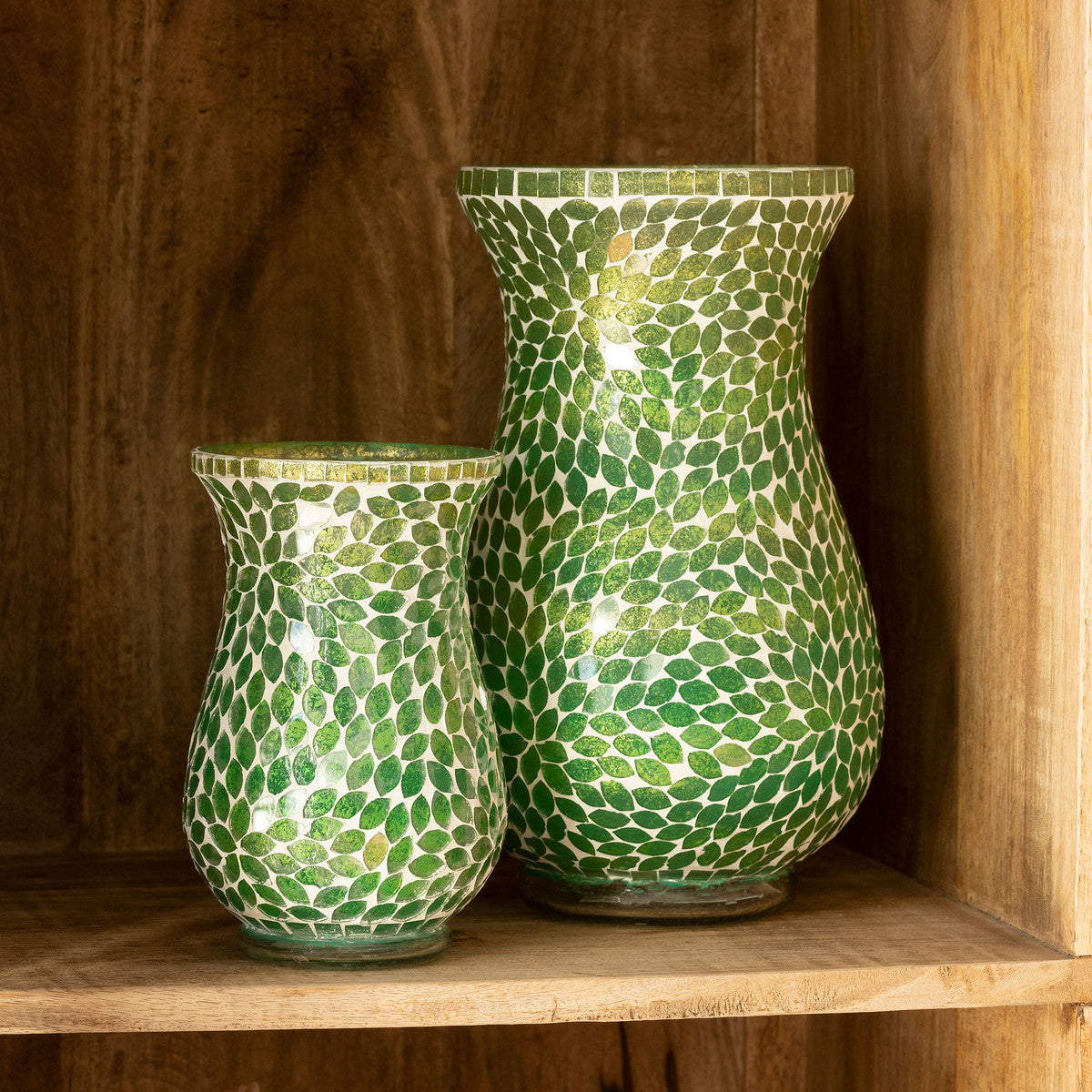 Jessa Glass Green Mosaic Vase