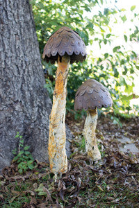 Metal Mushroom Garden Art Stake, Set of 2