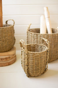 Kalalou seagrass baskets with handles, set of 3