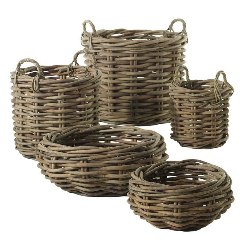 cabana rattan luxury oversized baskets set of 5 white background