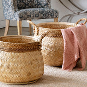 Natural Bamboo Lanai Baskets, Set of 3