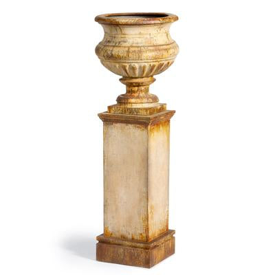 Metal Portico Urn with Tall Pedestal