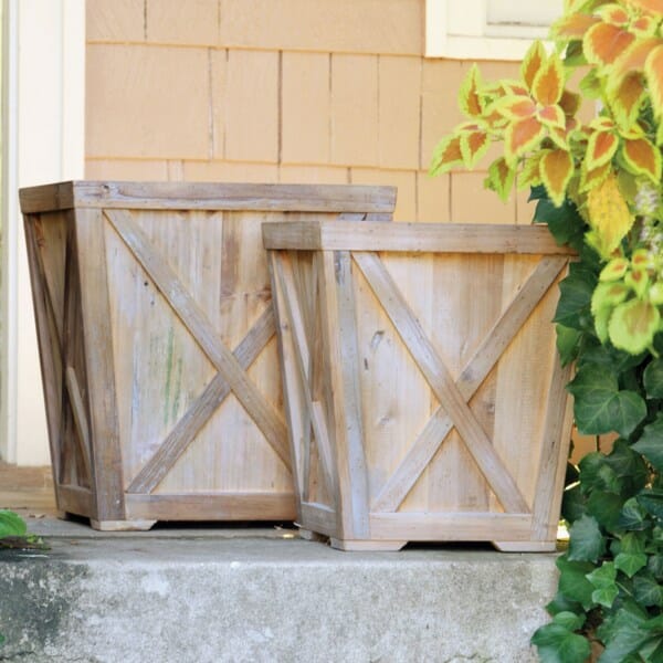 Reclaimed Wood Town & Country Planters, Set of 2