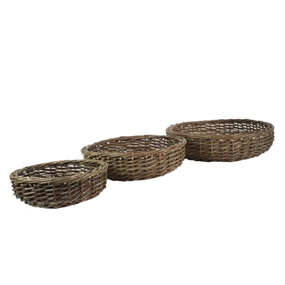 WILLOW BASKETS LOW ROUND, SET OF 6
