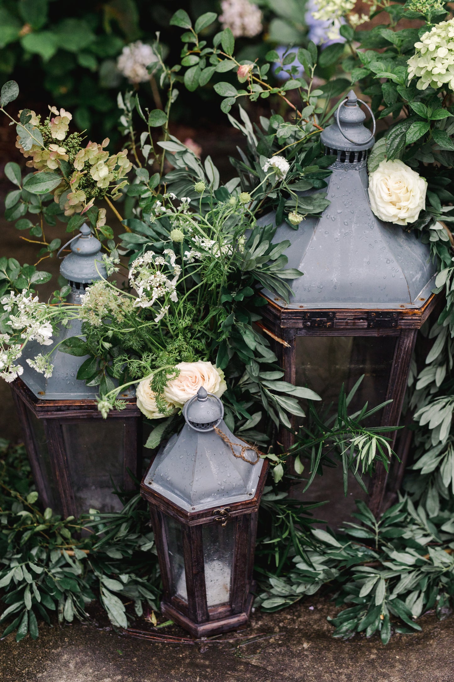Wood & Galvanized Metal Hillcrest Lanterns by Park Hill Collection, Set of 3 - Colonial House of Flowers | bespoke floral design + online shop | Atlanta, Georgia