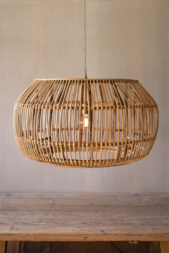 Large Round Bamboo Pendent Light