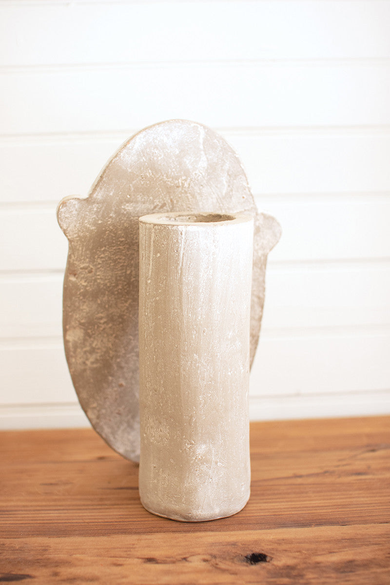 Modern Face Clay Bud Vase By Kalalou