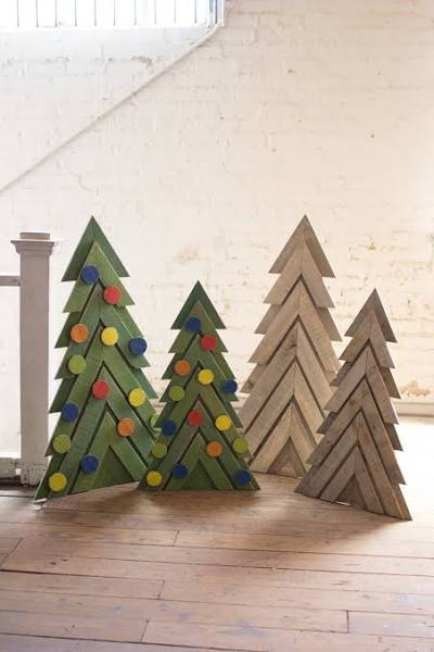 Wooden Christmas Trees, Set of 2