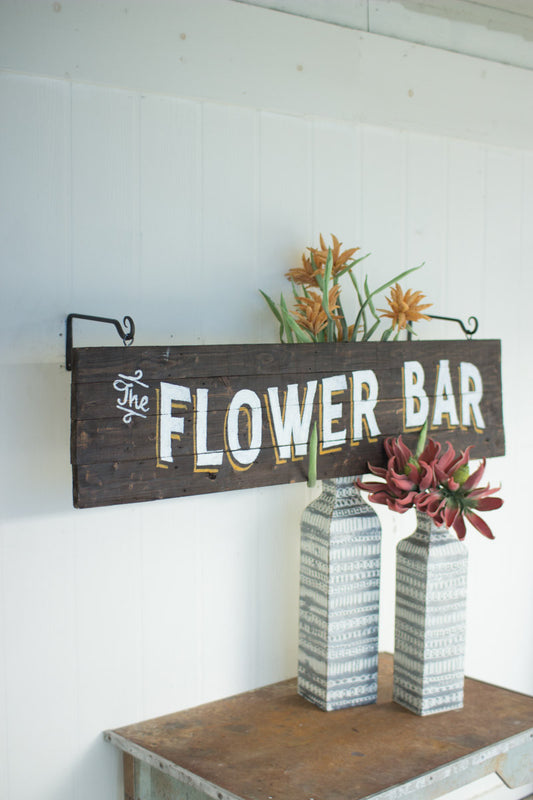 Wooden Flower Bar Sign Decor