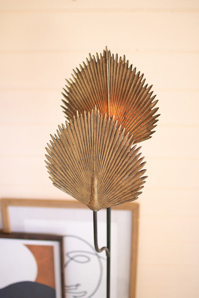 Shop floor lamp with antique gold leaves detail at Colonial House of Flowers in Atlanta