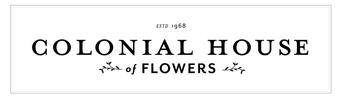 Colonial House of Flowers Rectangle White Black Letters Logo CHOF